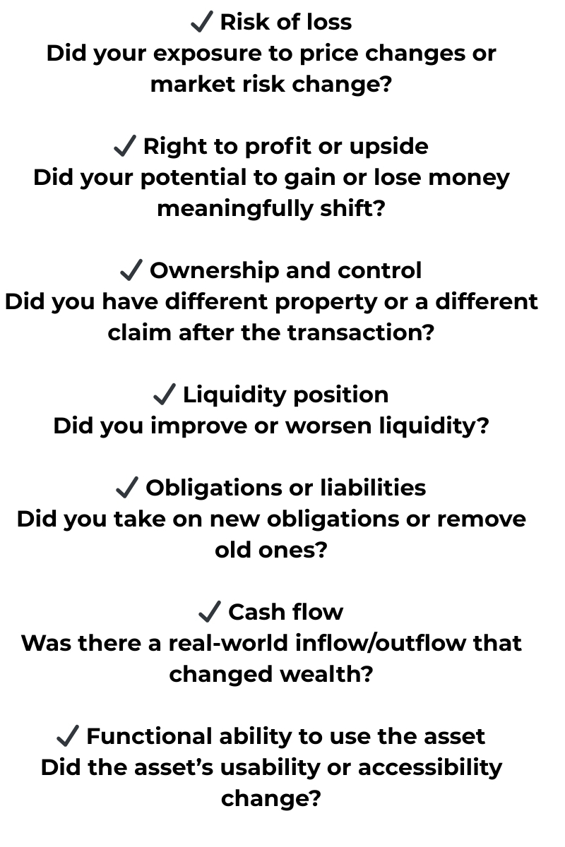 Changes in economic position, economic substance doctrine, Bitcoin Tax Loss Harvesting